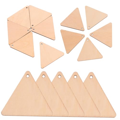 Parliky 60 Stück Dreieckige Holzanhänger mit Loch Unbehandelte Holzscheiben zum Basteln Naturholzrohlinge zum Bemalen und DIY Holzornamente für Kreative Bastelprojekte von Parliky