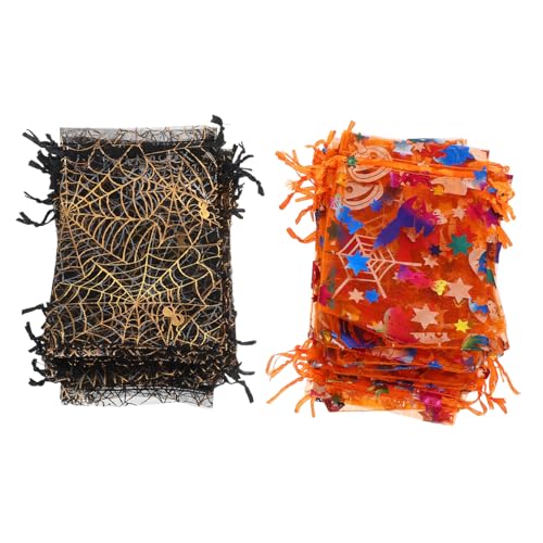 Parliky 60 Stück Halloween Geschenktüten aus Organza mit Goldglänzendem Spinnen Kürbismotiv Transparente Mesh Süßigkeitentüten mit Zugband als Party-goodie für Snacks und Treats Parliky 60 Stück Halloween Geschenktüten aus Organza mit Goldglänzendem Spinnen Kürbismotiv Transparente Mesh Süßigkeitentüten mit Zugband als Party-goodie für Snacks und Treats von Parliky