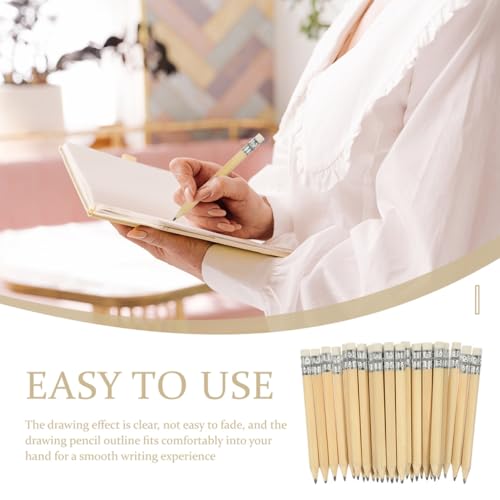 Parliky 60 Stück Teiliges Kurze Holzbuntstifte mit Radiergummi Ergonomisch für Schüler Künstler Zeichnen Schreiben Kleine nicht Spitzbare Golfbleistifte von Parliky