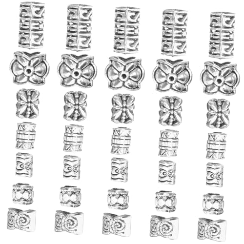 Parliky 7 Packungen Teiliges Spacer perlen Langlebigem Legierungsmetall Große Lochperlen für Schmuckherstellung Silberfarbene Armband Halsketten accessoires für DIY Schmuckdesign von Parliky