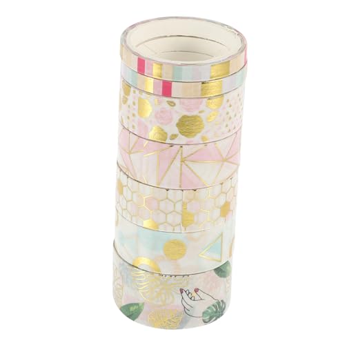 Parliky 7 Rollen DIY Washi Tape mit Goldgeprägtem Geometrischem Muster pro Dekoratives Scrapbooking Klebeband für Bastelprojekte Tagebücher Planer und Geschenkverzierung von Parliky