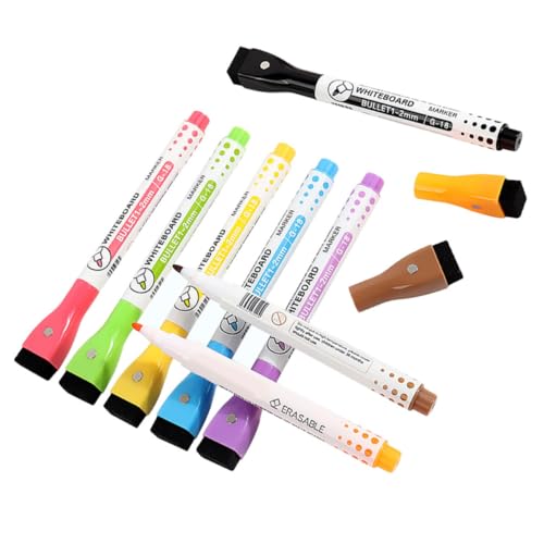 Parliky 8 Stück Teiliges Whiteboard Marker Magnetisch Trocken Abwischbar Farbige Whiteboard Stifte mit Wasserbasierter Tinte Feine Spitze für Schule Büro und Klassenzimmer von Parliky