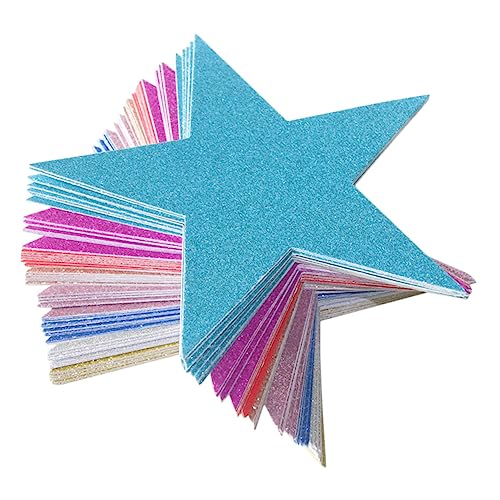 Parliky 80 Stück Glitzernde fünffache Sterndekoration farbig Stern-Papierausschnitte Festdekorationen Weihnachtsdekoration groß für funkeln patriotische Sternverzierungen Sterne Dekoration von Parliky