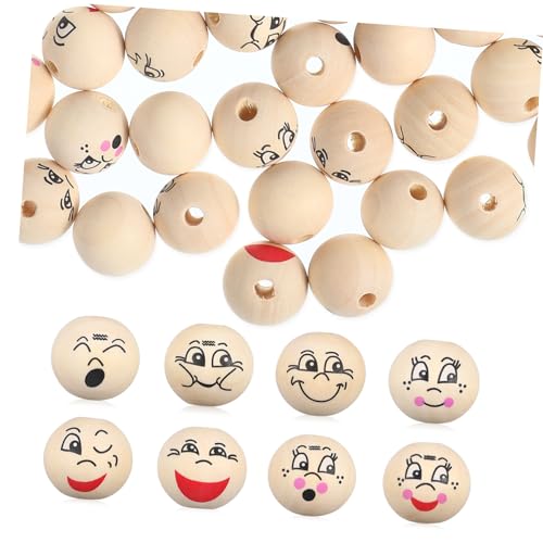 Parliky 80 Stück Holzperlen mit Smile Gesicht Rund mit Bohrung Holzperlen Großpackung für Schmuck DIY Girlanden Basteln Rustikaler Look Verarbeitung Bastelzubehör Parliky 80 Stück Holzperlen mit Smile Gesicht Rund mit Bohrung Holzperlen Großpackung für Schmuck DIY Girlanden Basteln Rustikaler Look Verarbeitung Bastelzubehör von Parliky