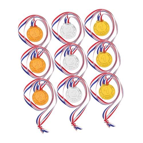 Parliky 9pcs Plastic Award -medaillen Für Kindersportfeiern Bevorzugt Schul -Community -Spiele Und Sportveranstaltungen, Die Medaillen Mit Zahl Hängen von Parliky