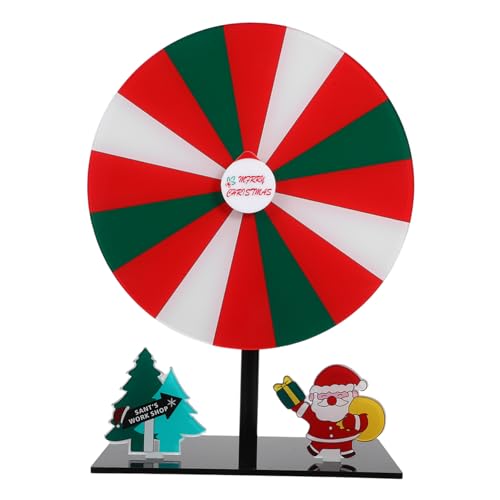 Parliky Acryl Weihnachts-Party Drehbares Gewinnrad Robustes Tragbares Tischspiel für Tombola Karneval Weihnachtsfeiern Interaktives Raffle-Spiel für Büro Schule Zuhause von Parliky