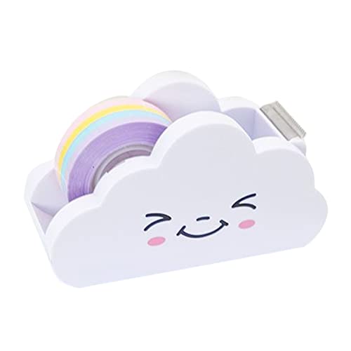 Parliky Adhäsives Regenbogen Klebeband Abroller mit Wolken Design Praktischer Tape Cutter und Schreibtischhalter für Scrapbooking Washi Tape Buntes Kreppband Langlebig und Sicher von Parliky