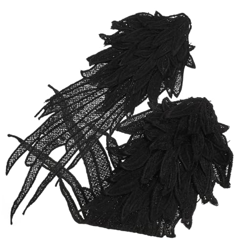 Parliky Bestickte Engelsflügel Aufnäher aus Mehrlagiger Schwarzer Spitze Dekorative DIY Applikationen für Kleidung Schuhe Haaraccessoires Einfach Aufnähen und Individuell Gestalten von Parliky