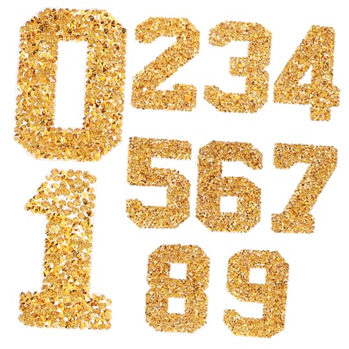 Parliky Bügelbare Strass Zahlen Patches Gold DIY Kleidung Aufnäher für Shirts Jacken Hüte Taschen Reparatur Dekoration Parliky Bügelbare Strass Zahlen Patches Gold DIY Kleidung Aufnäher für Shirts Jacken Hüte Taschen Reparatur Dekoration von Parliky