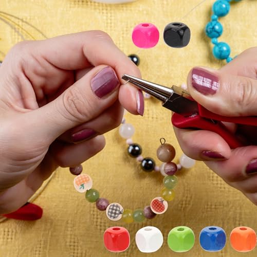 Parliky Bunte Holzperlen zum Auffädeln DIY Schmuck Bastelperlen für Armbänder Halsketten Handgemachte Holz Spacer Perlen für Kreative Bastelideen von Parliky