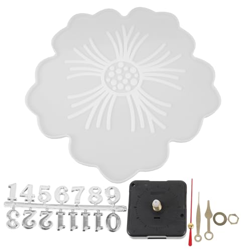 Parliky DIY Silikon Uhrengießform für Wanduhr Bastelset Blumenform Silikonform für Epoxidharz Kompatibel mit Verschiedenen Gießmaterialien für Kreative Wanduhren Herstellung von Parliky