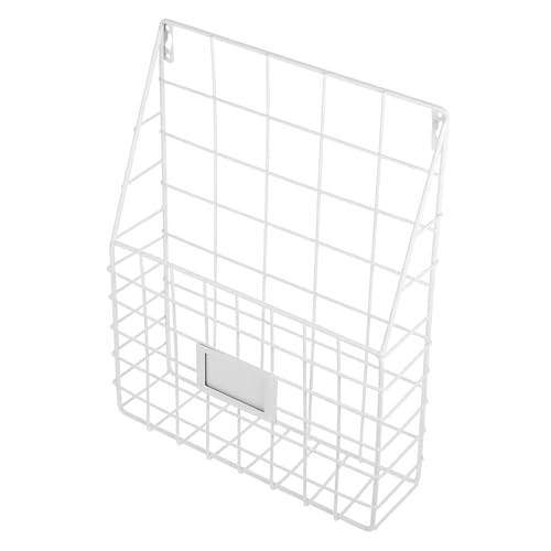 Parliky Eisen Draht Wandregal Weiß Hängend Organizer für Bücher Zeitschriften Ablagefach Metall Buchhalter Haushalt Magazinhalter Wandmontage Stilvolles Aufbewahrungssystem für Büro und von Parliky