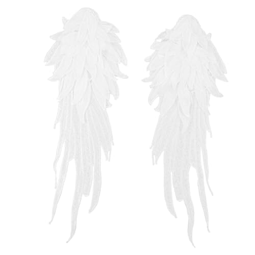 Parliky Elegante Bestickte Engelsflügel Aufnäher aus Mehrlagiger Weißer Spitze Langlebig und Kompakt zum Aufnähen Jacken Kleider Blusen und DIY modeveredelung für Festliche Looks von Parliky