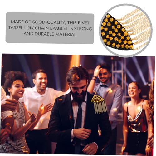 Parliky Epaulette mit Nieten und Kettentassel Modische Schulterklappe für Uniform Goldfarbene Punk schulterpolster Elegante Schulterverzierung für Partys und Kostümierungen von Parliky