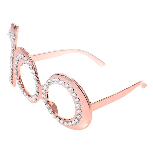 Parliky Geburtstagsbrille Festival Gläser strass brille dekorativ Erwachsene leuchtbrillen lustige brillen funny present lustige Partybrille Urlaubsparty-Brille Plastik Rose Gold von Parliky
