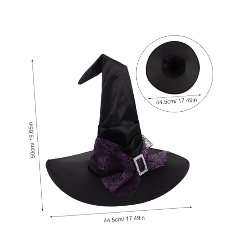 Parliky Halloween Hexenhut Damen Groß mit Spitzem Kopf und Breiter Krempe Spinnen-web-spinnennetz Leichter Netzstoff Wiederverwendbar Verstellbar für Halloweenkostüm und Party von Parliky