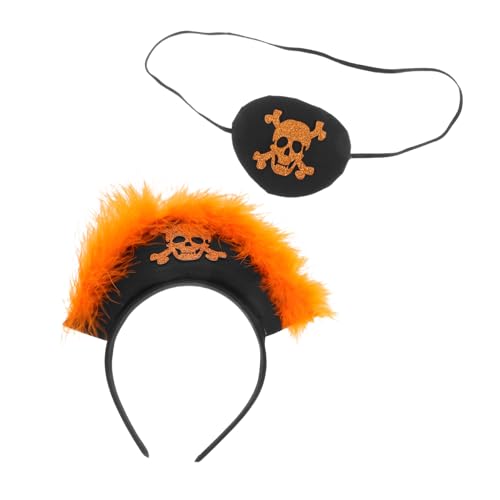 Parliky Halloween Piraten Haarreif mit und Augenklappe Unisex Erwachsene Weicher Stil Orange Details für Cosplay Kostümspiele von Parliky
