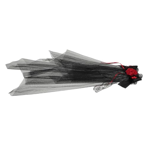 Parliky Halloween Schleier Stirnband mit Mesh Schleier und Schwarzen Rosen Leichtes Strapazierfähiges Gothic Haarschmuck Accessoire für Damen für Halloween Cosplay und Gruselige Partys von Parliky