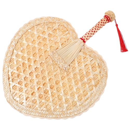 Parliky Handgewebter Vintage Stroh Fächer Natürlicher Retro Handlüfter für Sommer Dekorativer Handgefertigter Chinesischer Stil Praktisch als Tanz und Wohnaccessoire von Parliky