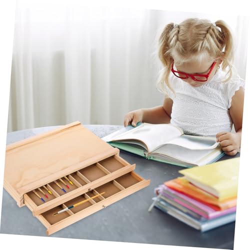Parliky Holz Stift Aufbewahrungsbox mit Glatter Oberfläche Langlebiger Mehrzweck organizer für Pinsel Stifte Marker und Zeichenwerkzeuge Praktische Schubladenbox für Schreibtisch und von Parliky