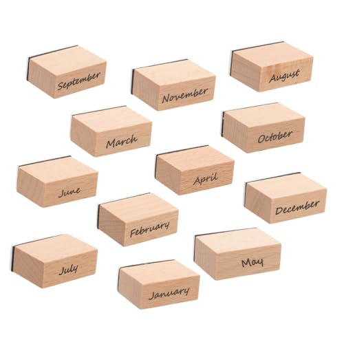 Parliky Holzstempel Dekorativ Monate Stempel Für Basteln Monatsstempel Aus Holz Für Karten Umschläge Und Scrapbooks Diy Holzstempel Für Verschiedene Oberflächen von Parliky