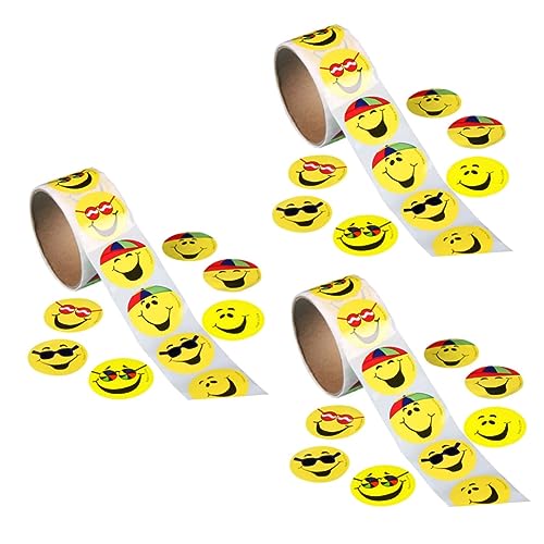 Parliky Klebe Smiles 300 Stk Selbstklebende Aufkleber Gelbe Aufkleber Kleine Gesichtsaufkleber Stickers for Sticker Für Kinder Gelbe Lächelngesichts-kreisaufkleber Fröhliche Punktetiketten von Parliky