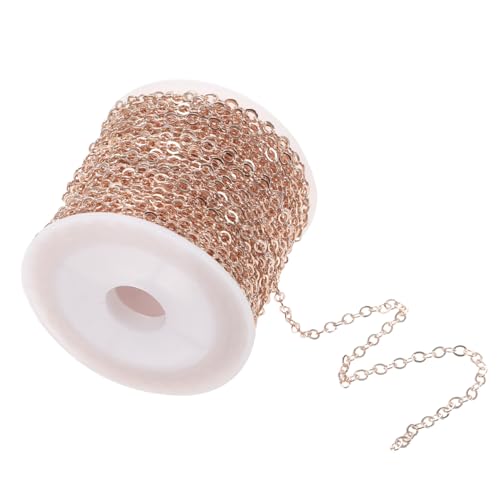 Parliky Kupferkette Schmuckkette zum Selbermachen Rostfreie DIY Ersatzkette für Halsketten Armbänder Taschen Glatte Oberfläche Dekorative O Flachkette in Roségold Vielseitig Verwendbar von Parliky
