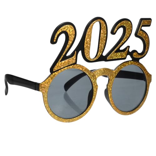 Parliky Neujahrsbrille Partybrille aus Leichtem Pc Material Goldene Zahlen Brille für Silvester Feier Foto Requisiten Lustige Brille für Erwachsene und Abschlussfeier von Parliky