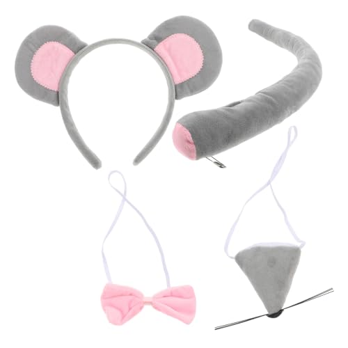 Parliky Niedliches Maus Kostüm Set mit Ohr stirnband Rosa Fliege und Nase Weiches Tier accessoire für Erwachsene für Halloween Fasching und Cosplay Partys von Parliky