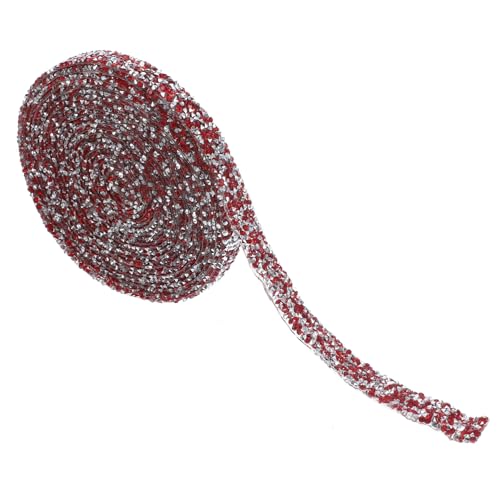 Parliky Selbstklebendes Strassband Breit Rot Hitzeaktiviertes Resin diamant band für DIY Basteln Kleidung Schuhe Geschenkdekoration Vielseitig für Stoff Leder Auto Handyhüllen von Parliky