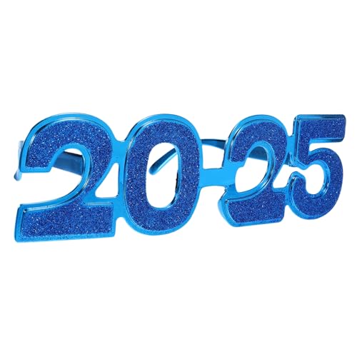 Parliky Silvesterbrille Neujahrsparty Brillen Requisiten Glitzer 2025 Zahlenbrille Frohes Neues Jahr Brille Partybrille Eyewear Partyzubehör Für Silvesterparty PC Blau von Parliky