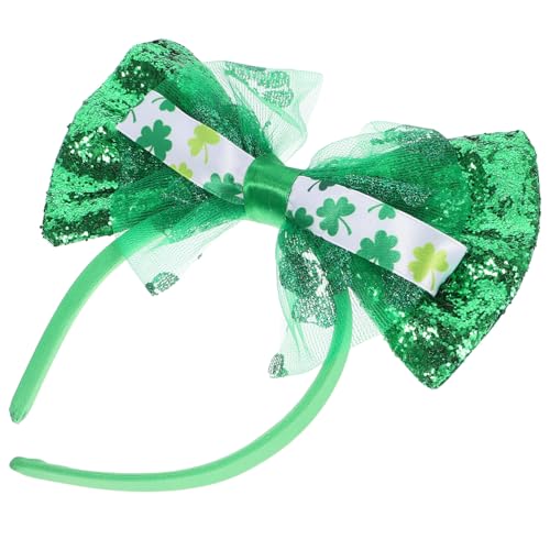 Parliky St Patrick's Day Haarreif mit Kleeblatt Schleife Langlebiges Party-accessoire aus Atmungsaktivem Mesh Komfortabler Stirnband für Karneval und Festival-foto-requisiten von Parliky
