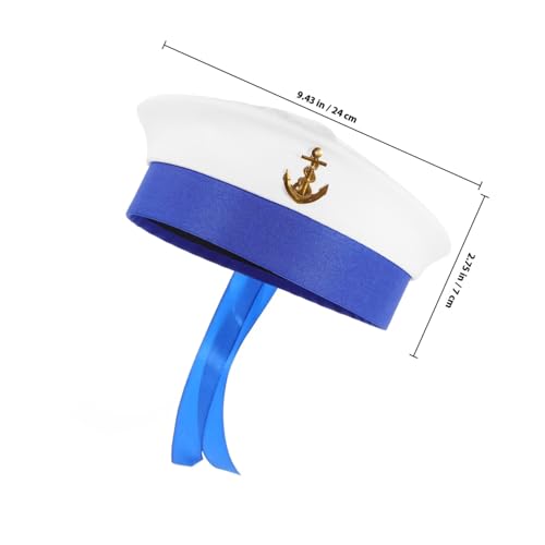 Parliky Unisex Matrosen Cosplay Hut Weiß mit Blauem Rand und Maritimen Leichtes Kostümzubehör für Karneval Mottoparty und Alltag Passend für Damen und Herren von Parliky