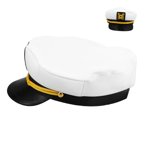Parliky Weißer Kapitänshut, Verstellbarer Marinehut Für Yachtpartys, Halloween-kostüme, Kapitänsyacht-matrosenhut, Snapback, Verstellbare Seekappe, Marine-kostümzubehör Parliky Weißer Kapitänshut, Verstellbarer Marinehut Für Yachtpartys, Halloween-kostüme, Kapitänsyacht-matrosenhut, Snapback, Verstellbare Seekappe, Marine-kostümzubehör von Parliky