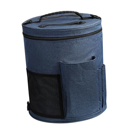 Parliky Wollkugel Aufbewahrungstasche Oxford Strickzubehör Organizer mit Griff und Schultergurt Seitliche Taschen für Nadeln und Häkelnadeln Reißverschlussfest und Kratzfest von Parliky