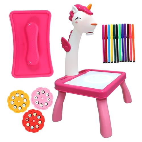 Parliky Zeichentisch mit Einhorn projektor Interaktives Malspielzeug für Kreative Entwicklung Abwischbares Doodle board Frühe für Mädchen Einfach zu Montieren und Nutzen von Parliky