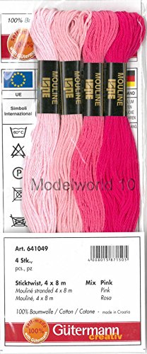 Parodi & Parodi 641049 GUTERMANN 4 Baumwolle Mouline Sortiment Rosa für Kreuzstich 8 Meter x 4 von Parodi & Parodi