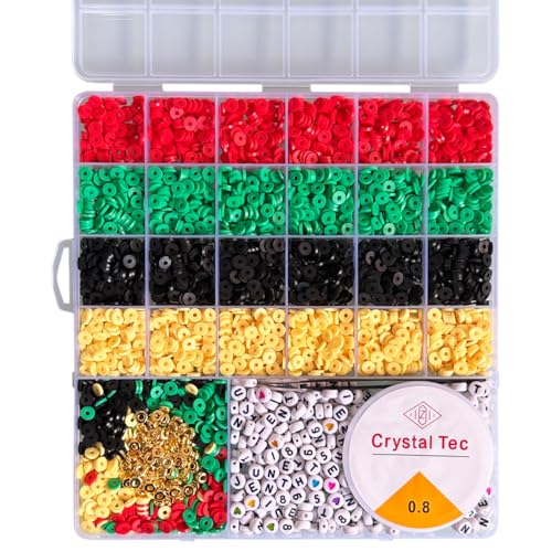 Juneteenth DIY Bastel-Ton-Perlen-Set, schwarze Perlen und Alphabet für Kunsthandwerk mit dehnbarer Perlenschnur, panafrikanische Farben, Tonperlen für Partyzubehör, Dekoration, DIY Handwerk Juneteenth DIY Bastel-Ton-Perlen-Set, schwarze Perlen und Alphabet für Kunsthandwerk mit dehnbarer Perlenschnur, panafrikanische Farben, Tonperlen für Partyzubehör, Dekoration, DIY Handwerk von ParsNuntio