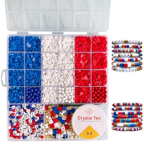 Unabhängigkeitstag DIY Bastel-Tonperlen Kit – I Love USA Party Perlen und Alphabet Kunst Handwerk mit Stretch Perlenschnur – 4. Juli – USA patriotische Tonperlen für Partyzubehör, Dekoration, DIY Unabhängigkeitstag DIY Bastel-Tonperlen Kit – I Love USA Party Perlen und Alphabet Kunst Handwerk mit Stretch Perlenschnur – 4. Juli – USA patriotische Tonperlen für Partyzubehör, Dekoration, DIY von ParsNuntio