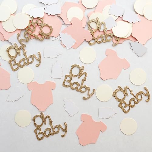 Konfetti für Babypartys, 220 Stück, Oh Baby Papier-Tischkonfetti für Babyparty oder Geschlechtsoffenbarung, Party-Dekoration (Baby, Mädchen, 220, Count) von Partay Shenanigans