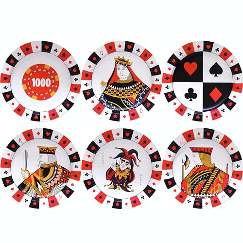 Pappteller – 60 kleine Einweg-Partyteller in 6 verschiedenen Poker-Designs – Casino-Partyzubehör für Geburtstag, Dessert, Teeparty – 20,3 x 20,3 cm von Partay Shenanigans