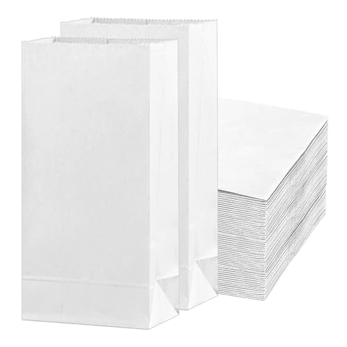 50 Stück Papiertüten klein Weiß ohne Henkel – 9x17cm Kleine Blockbodenbeutel Weiß aus Kraftpapier ideal als Brottüten oder Butterpapier Tüten, Weiße Papiertüten für DIY, Plätzchentüten Papier von Parthan