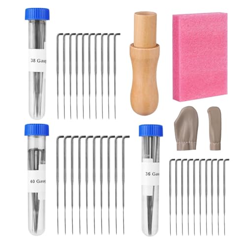 Parthan Nadelfilz-Set mit 30 Filznadeln, Ergonomischer Filznadelgriff, Trockenfilznadeln aus Robustem Stahl, Starter-Set für DIY-Filzprojekte, Nadelfilz-Set für Anfänger, Robustes Filzzubehör Parthan Nadelfilz-Set mit 30 Filznadeln, Ergonomischer Filznadelgriff, Trockenfilznadeln aus Robustem Stahl, Starter-Set für DIY-Filzprojekte, Nadelfilz-Set für Anfänger, Robustes Filzzubehör von Parthan