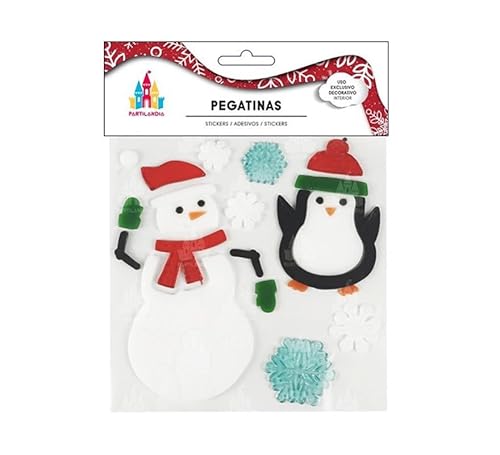 Aufkleber mit Gel, Weihnachten, Puppen und Pinguin, 20 x 20 cm Aufkleber mit Gel, Weihnachten, Puppen und Pinguin, 20 x 20 cm von Partilandia
