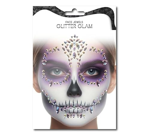 Partilandia Gesichtssteine Fashion Totenkopf Blumen von Partilandia