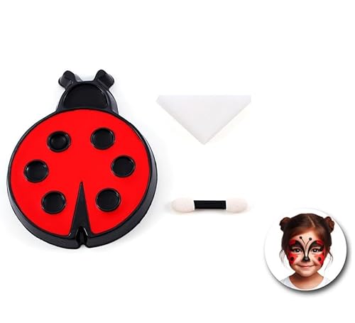 Partilandia | Klassisches Marienkäfer-Make-up-Set: Schwamm, Pinsel und Farbpalette (Einheitsgröße) von Partilandia