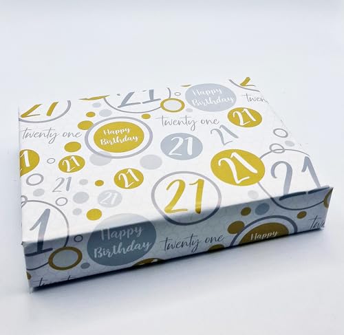 Geschenkpapier zum 21. Geburtstag, 4 Bögen + 4 passende Geschenkanhänger zum 21. Geburtstag, Schwarz, Gold, Silber, Geschenkpapier für Männer und Frauen (PA) von Party Angels
