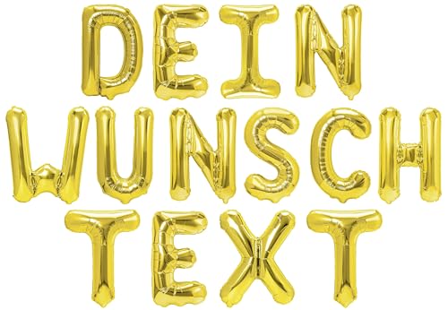 Party Austria Folienballon 35cm Höhe goldene Buchstabenballons personalisierbar Luftballon - Gestalte deine eigene Ballonschrift für Geburtstag, Hochzeit, Babyparty oder jede andere Feier! von Party Austria