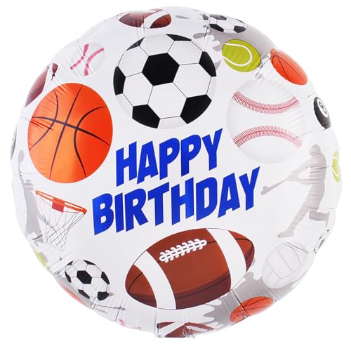 Party Austria Folienballon Fussball Geburtstagsballon 45cm Happy Birthday Geburtstag bunter Luftballon Sport (HB Sport 45cm) von Party Austria