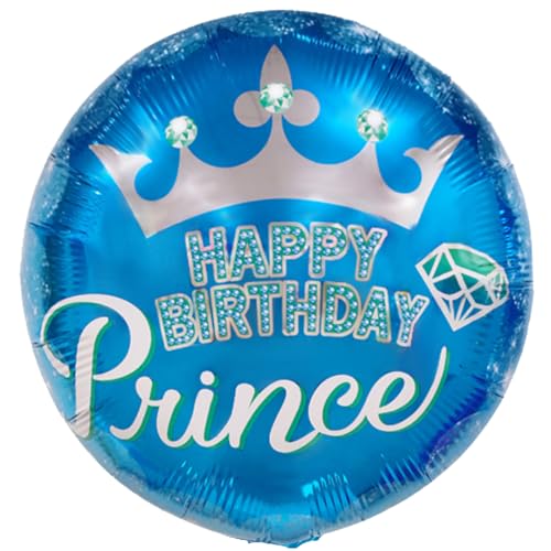 Party Austria Folienballon Geburtstagsballon 45cm Happy Birthday runder Geburtstag bunter Luftballon blau/rot Jungen/Männer (Birthday Prince 45cm) von Party Austria